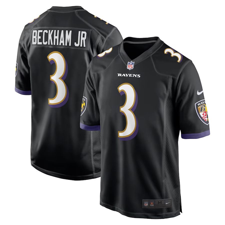 Men Baltimore Ravens 3 Odell Beckham Jr. Nike Black Alternate Game NFL Jersey